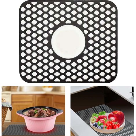 Silicone sink protector, center drain kitchen sink mat, accessory for kitchen countertop, sink, refrigerator or drawer, perfect for steel sinks (1/5)