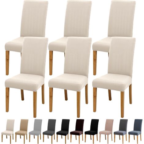 CCYKXAHousses de Chaise Protection de Chaise Lavable et antidérapante Housse de Chaise Universelle pour Salle à Manger/Cuisine/hôtels/banquets (6, Beige) (1/5)
