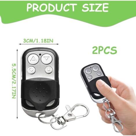 Lot de 2 télécommandes universelles pour portail automatique, 433 MHz, copie, télécommande de porte de garage, sans fil, clonage, avec 4 boutons, pour porte de garage (1/3)