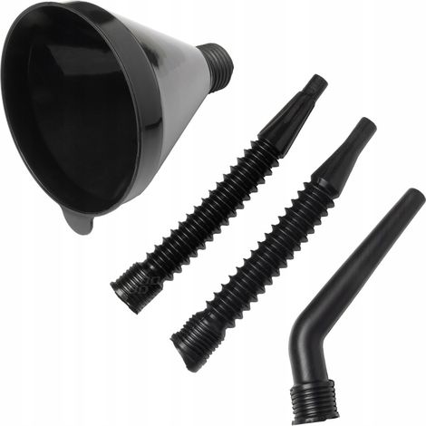 Embudo flexible negro con colador, 4 piezas, universal, para combustible, líquido, agua, 13 cm AMIO-02007 (1/2)