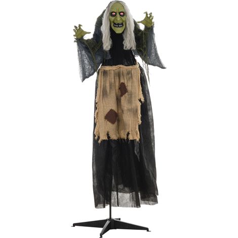 HOMCOM Halloween Witch Animatronic Prop with Sound Activated (1/5)