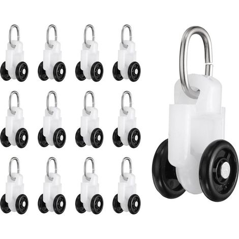 (Noir) 30Pcs roulettes Rail À Rideau Poulies pour Rail À Rideau Coulisseaux Glisseurs Plastiques pour Plafond avec Roue Double pour Accessoires Porte Rideau (1/5)