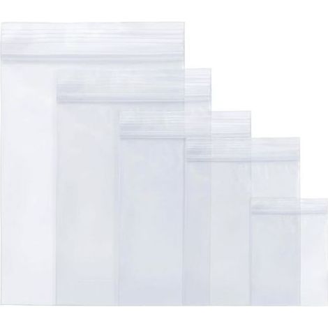 Set of 500 Sachet Plastic Transparent, 5 Sizes Zip Pochon Plastic Bags to Closure, Sachets Plastic Blue Refermables in Film PE Sturdy, Suitable Use Food (1/5)