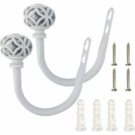 Lot de 2 embrasses à rideaux en forme de U - Décoration d'intérieur - Multifonctions - En fer forgé - Blanc-LIAIKI (1/5)