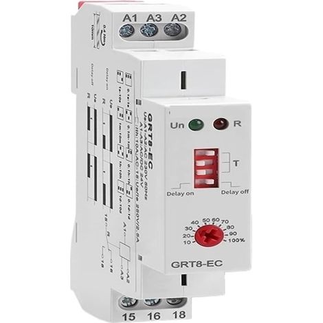 Relais temporisé double fonction GRT8-EC 10A avec temporisation à (1/4)
