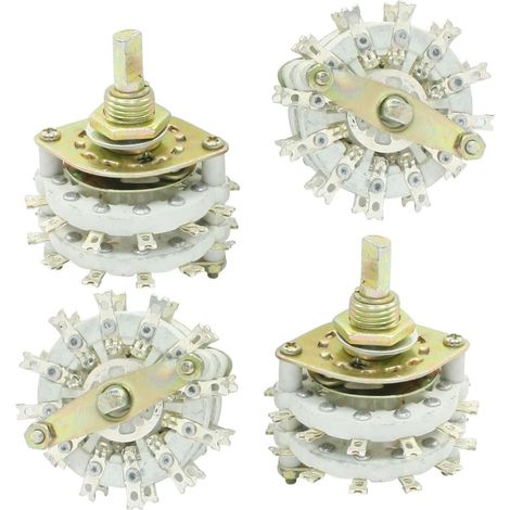 sourcing map 4pcs KCZ45 4P5T Interrupteur rotatif à 4 pôles et 5 positions, deux étages, plastique