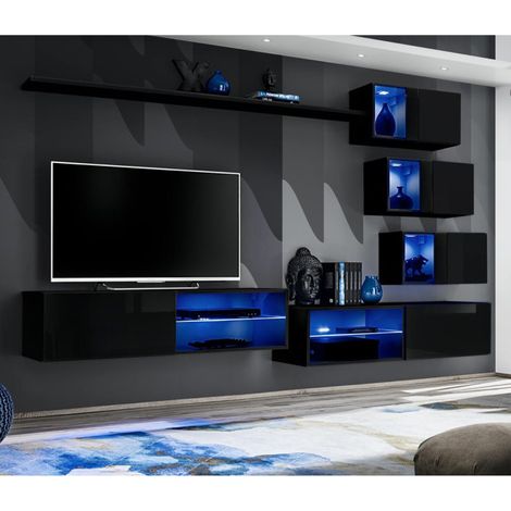 Ensemble Meuble TV Design "Switch XXIV" 250cm Noir (1/4)