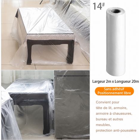 Bâche de protection anti-poussière PE sans bande adhésive 2 m × 20 m 14 2 20 30 × 6 × 6 cm 310 g – Livraison gratuite