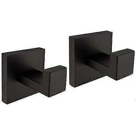 Cintre pour salle de bain, crochet mural, garage, acier inoxydable, porte-serviettes/manteaux, lot de 2, noir Hy (1/5)