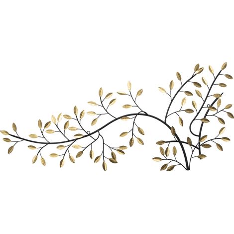 Luxus Metal Art Wanddeko Gold Branch 108x49cm
