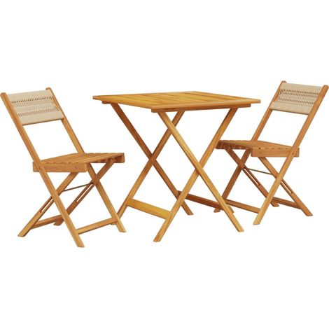 Maison Exclusive - Set da Bistrot 3pz Beige in Polipropilene e Legno Massello