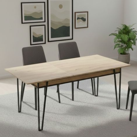 Mesa Extensible Terralba, 4 Plazas, 80x170x76h cm Roble Marrón (1/5)