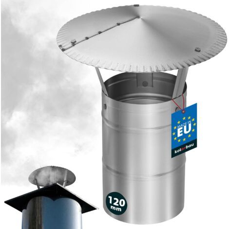 Chapeau De Cheminée - Inox - ø 120 mm - Argent - Chapeau Cheminée Anti Pluie - Résistant à la Corrosion - Installation Facile - Design Moderne-NANOTEH (1/5)
