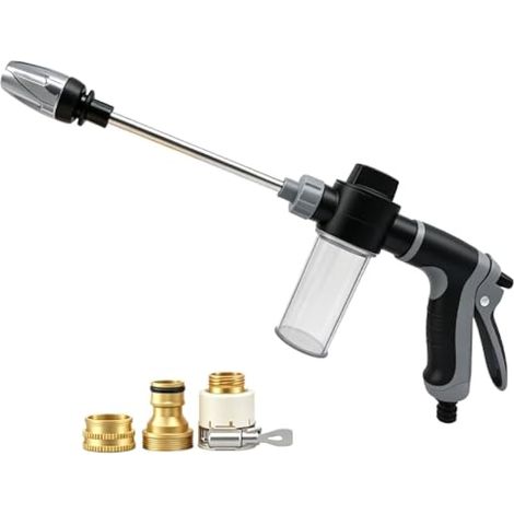 Nettoyeur Haute Pression, Pistolet Haute Pression avec 3 Modes de Jet, Buses Multi-Angles, Réglable et Universelle Nettoyeur Vaporisateur a Main pour Gouttière, Terrasse, Voiture (1/5)