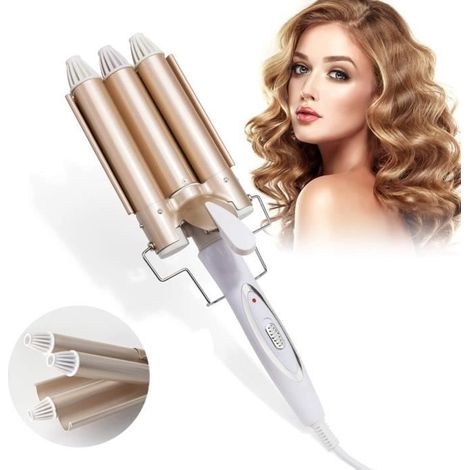 Fer à onduler Grandes Vagues Curl Version Professionnelle Fer à Friser Céramique Bigoudis pour Cheveux Long-Courts pour Femme Or (1/4)