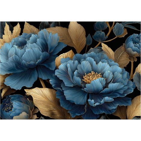 Fototapete Blumen Blätter Glamour – Moderne Großformat Wandtapete 250x175 cm – Für Wohnzimmer & Schlafzimmer