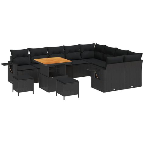 Maison Exclusive - Gartensofa-set Höhenverstellbar 12 pcs Schwarz