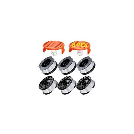 8 Pack Bobine Fil Coupe Bordure Compatible avec Black et Decker Coupe Bordures, A6481 A6485 1.65mm Bobine de Fil Debroussailleuse(6 Fil Coupe Bordure,2 Couvercle,2 Ressort) (1/4)
