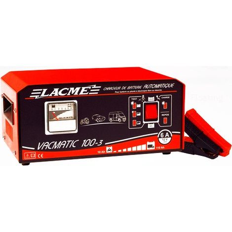 Lacme – Chargeur batterie au plomb automatique 6A 12V – Test batterie intégré – Indicateur de courant – Protection anti-étincelles – Coque métallique résistante