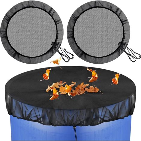 2 Pièces 95cm Housse pour Tonneau d'eau Filet pour Citerne de Pluie Filet de Protection avec Bande Élastique, Tonneau de Pluie en Filet, pour Toutes Saisons, Feuille Insectifuge (1/5)