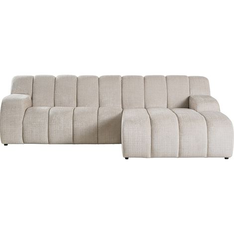 Divano angolare destro tessuto ciniglia beige - BELADON (1/4)