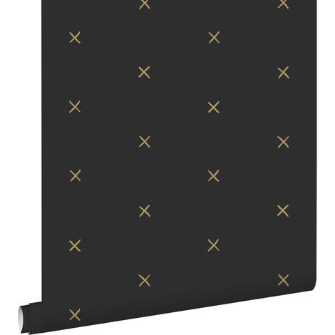 papier peint motif graphique noir et or - ESTAhome (1/5)