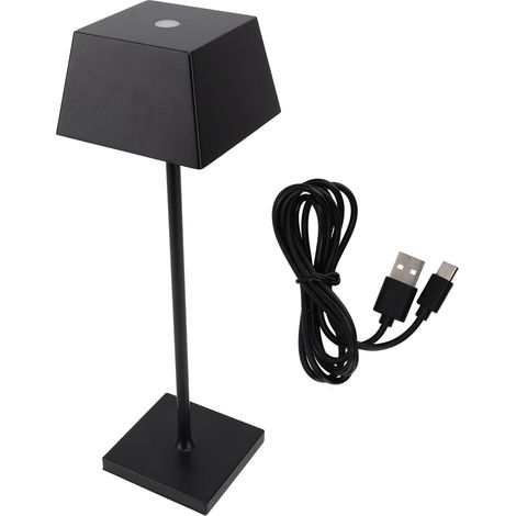 Lampe de Table LED Sans Fil Dimmable, Rechargeable USB, Style Vintage pour Chambre et Chevet, Noir (1/5)