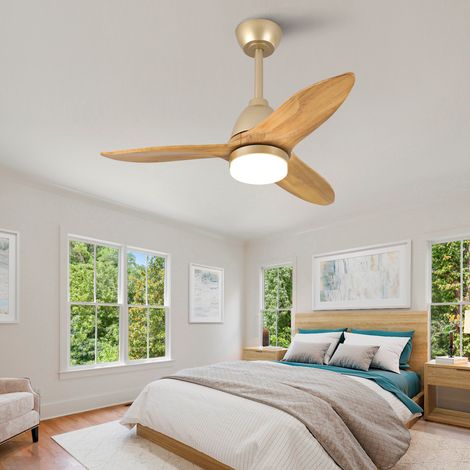 Deckenventilator 91,44 cm Holz/Gold mit LED, für Schlafzimmer – MEUBLIV (1/5)