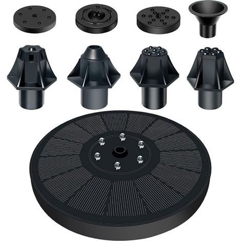 Fontaine à eau solaire avec lumières - Fontaine à eau solaire de 16 cm - Caractéristiques pour bain d'oiseaux - Kit de pompe de fontaine flottante pour étang, jardin, aquarium, piscine (1/5)