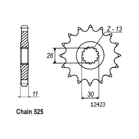 Pignon compatible avec la marque Yamaha - 525 - 16 Dents - Similaire JTF1591 - Made in Germany