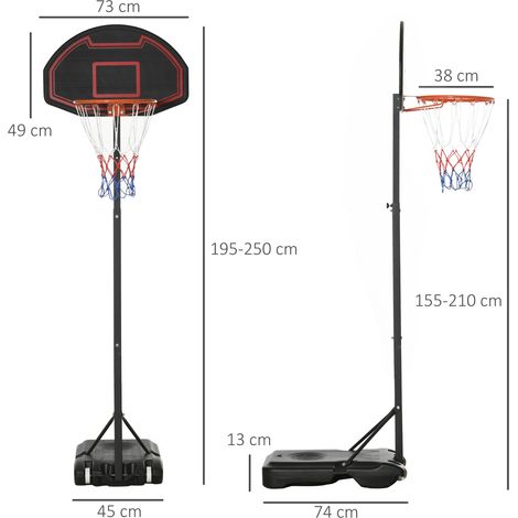Höhenverstellbarer Basketballkorb für draußen 195–250 cm, mit Rollen, schwarz OKMYHOME (1/5)