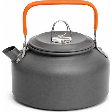 Bouilloire camping 0,8 L portable pour café thé poignée orange (1/5)