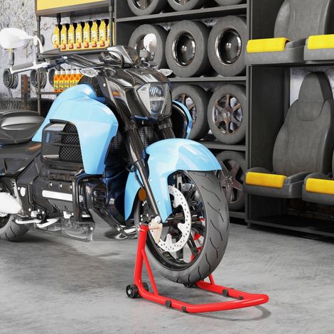 Stand de moto Stand de réparation avant/arrière Support de moto jusqu’à 544 kg Support moto pour roue arrière Acier rouge-Ha