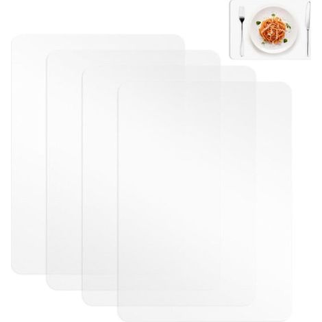 Sets de table transparents – Lot de 4 – Plastique lavable et antidérapant – Résistants à la chaleur – 43 x 28 cm – Pour cuisine et table à manger (1/5)