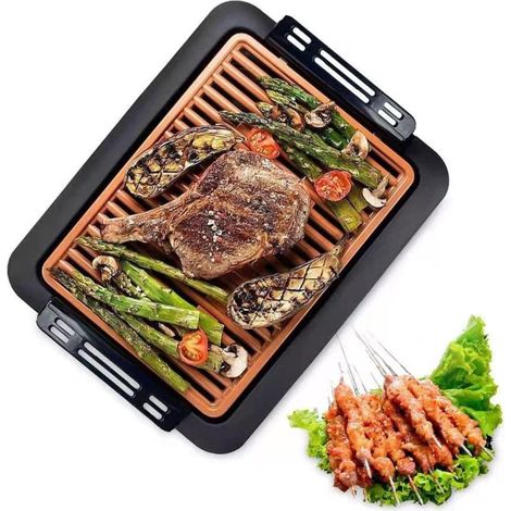 Trade Shop - Griglia Elettrica Antifumo 1000w Q-hb67 Grill Senza Fumi Piastra Antiaderente - (1/5)