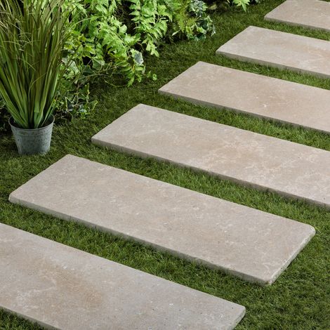 Pas japonais Rectangle Pierre d'Egypte Beige 100x35x3 cm (à l'unité) - RO'MA NATURE (1/4)