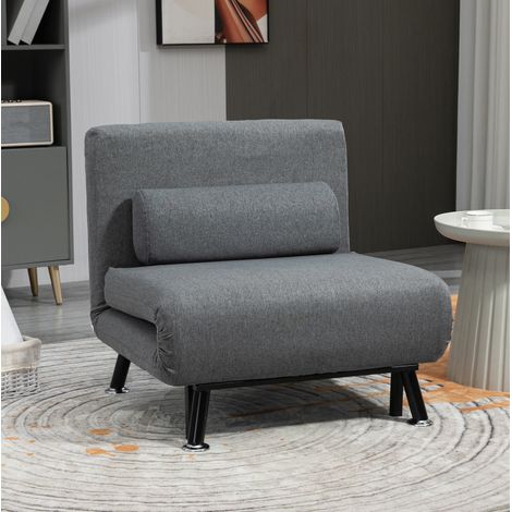 Schlafsessel 75x70x75 cm dunkelgrau Stahl und Polyester mit Bettfunktion (1/5)