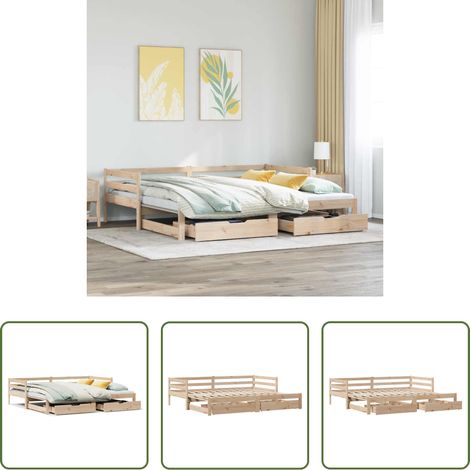 vidaXL Holzbett -  Tagesbett mit Schubladen 90x200 cm Massivholz Kiefer