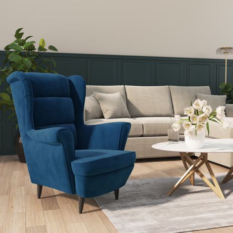 Fauteuil Salon Confortable, Chaises pour Salon, Siège élégant pour Chambre Bleu Velours ZSD58728 (1/5)