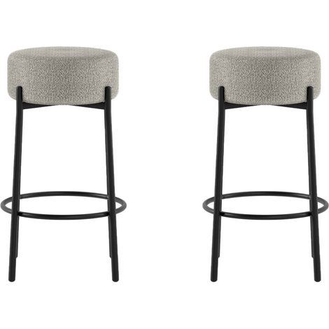 Set 2 Sgabelli Syd 41x41x67 cm in Tessuto Grigio Chiaro (1/5)