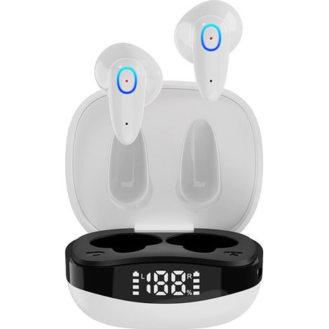JS59 Custom Mold Neue TWS Kabellose Dual-Ear-Kopfhörer mit Touch-Steuerung, geringem Stromverbrauch, Ledertextur, Stereo 5.1 Bluetooth -- KS55 Weiß (1/4)
