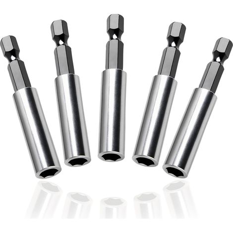 Lot de 5 Porte Embout Magnetique 60 mm, Rallonge Aimantée Acier Inoxydable 1/4 Pouce, Extension Embout Visseuse à Choc, Changement Rapide (1/5)