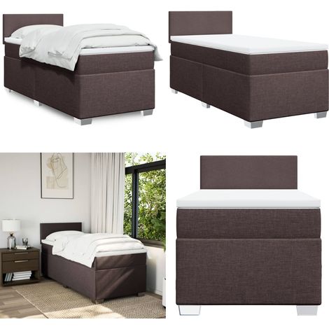 Sommier à lattes de lit avec matelas Marron foncé 90x200 cm - Lit Double - Literie - Chambre À Coucher - Matelas À Ressorts Ensachés - Tête De Lit - Home & Living (1/5)