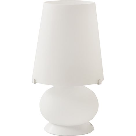 Lampada da Tavolo JUDY 20cm in Vetro Satinato e Metallo Bianco, Doppia Accensione E14, Design Elegante per Interni IP20 - Rossini Group (1/3)