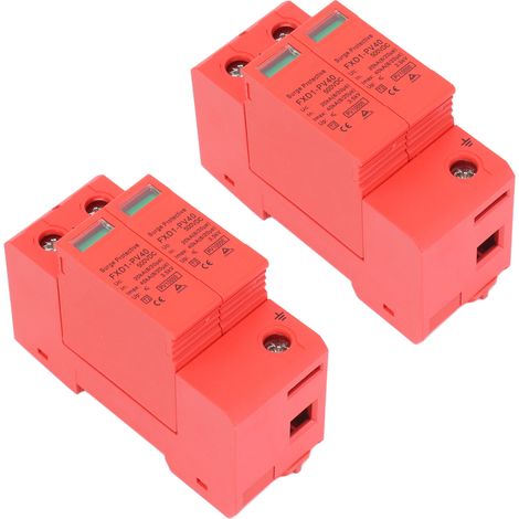 Lot de 2 parafoudres photovoltaïques DC 2P 40kA FXD1-PV40 sur rail, matériau PC ignifuge, fenêtre visualisation, In 20kA Up 3.5kV (1/5)