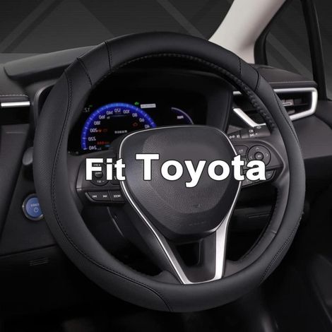 Housse de volant en cuir PU antidérapant pour Toyota, installation facile (1/4)