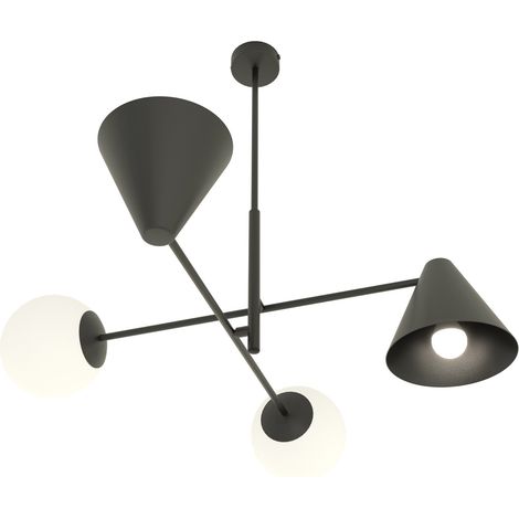 Plafoniera Moderna Industrial Hermes 4 Luci Nero (1/5)