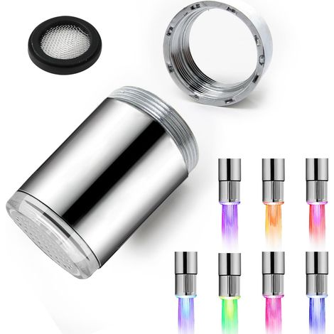 Set of 2 Colorful LED Water Faucet, Faucet Nozzle with 7 Colors Changing, LED Lighted Faucet, Water Faucet for Restaurants, Homes, Kitchen and Bathrooms (1/5)