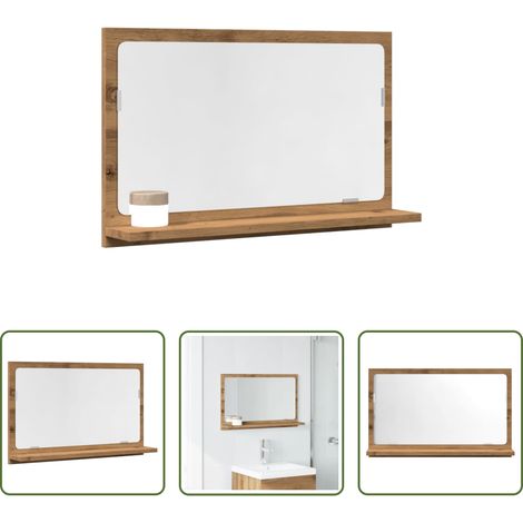 vidaXL Holzbadspiegel - Badspiegel mit Ablage Artisan-Eiche 60x11x37 cm Holzwerkstoff (1/5)