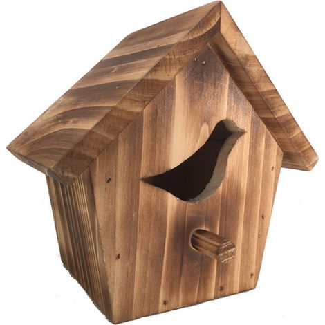 Nichoir en bois sculpté oiseaux